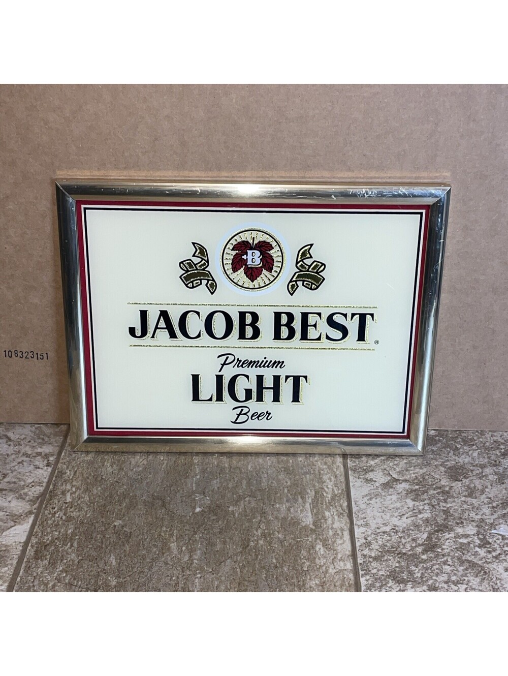 Jacob Best Premium Light Beer Glass Sign Vintage 1984 Man Cave Bar